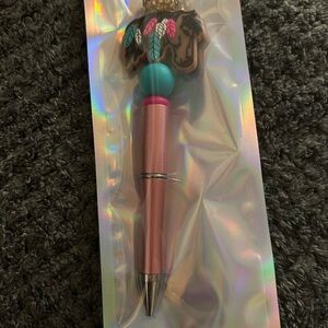 Hand Crafted Pink and Teal Horse Topper Ballpoint Pen